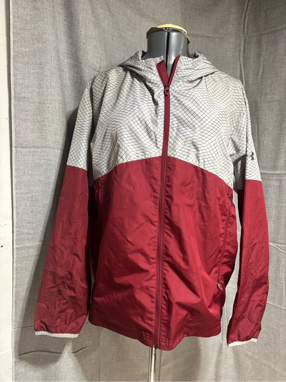 LG Men's Red and Light Gray Hooded Windbreaker Jacket